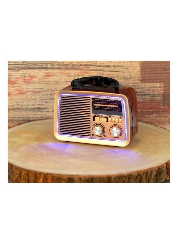 Portable radio FM - AM - SW Gold/Brown/Black Bluetooth Portable Audio TF Card USB Flash disk Aux playback - Image 3